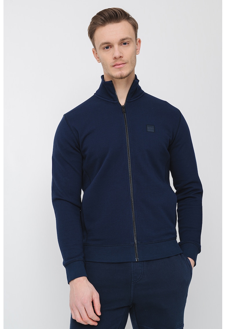 Суитшърт Zestart с цип и лого - Тъмносин BOSS