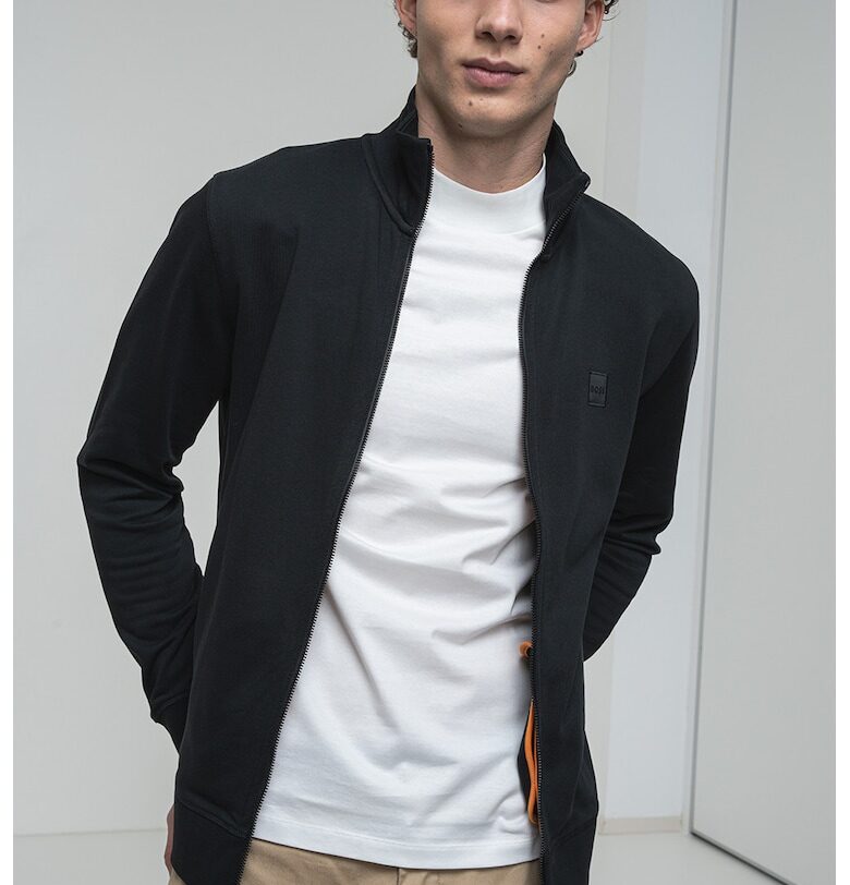 Суитшърт Zestart с цип и лого - Черен BOSS