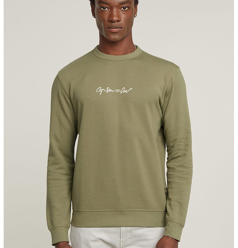 Суитшърт от органичен памук с лого - Каки G-STAR