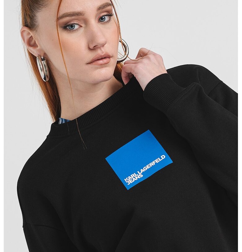Суитшърт от органичен памук с лого - Черен/Кралско Синьо/Бял KARL LAGERFELD JEANS