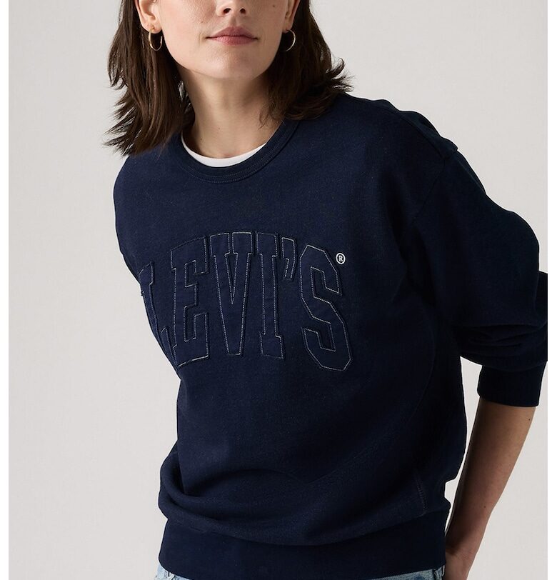 Суитшърт от памук с овално деколте - Тъмносин Levis