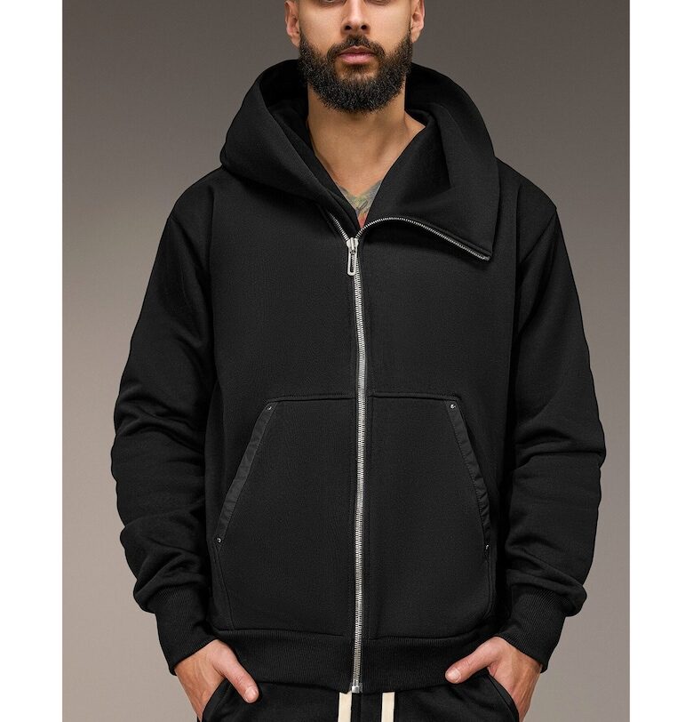 Суитшърт с асиметричен цип Произведено от Society – H16166 - Кафяв Made By Society