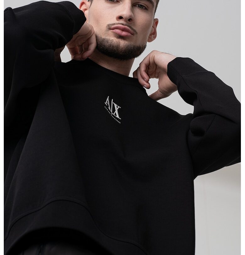 Суитшърт с бродирано лого - Черен ARMANI EXCHANGE
