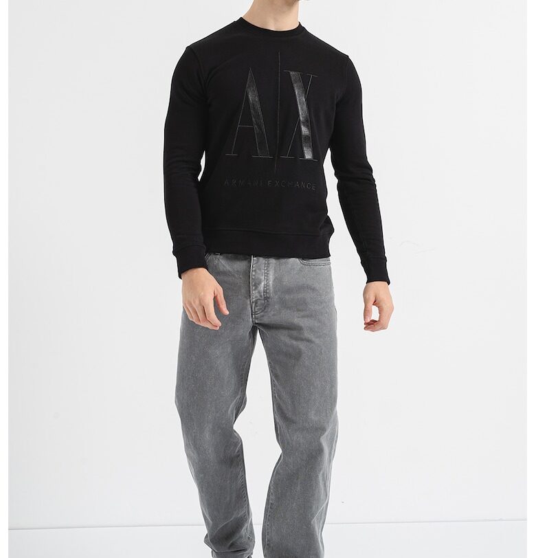 Суитшърт с бродирано лого - Черен ARMANI EXCHANGE