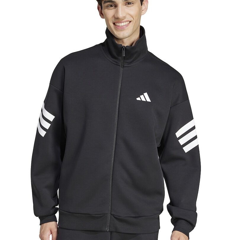 Суитшърт с джобове встрани и цип - Бял/Черен adidas Sportswear