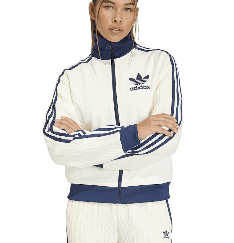 Суитшърт с джобове с цип - Бял/Син adidas Originals