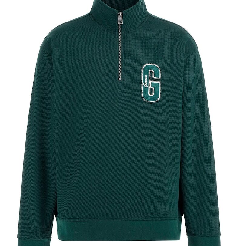 Суитшърт с къс цип - Зелен GUESS