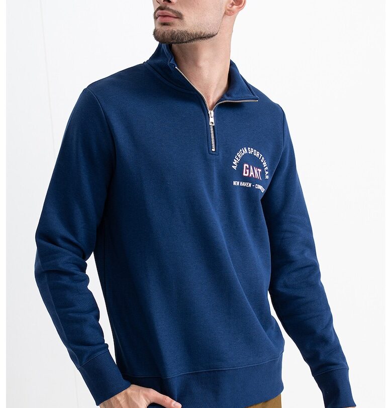 Суитшърт с къс цип - Син Gant