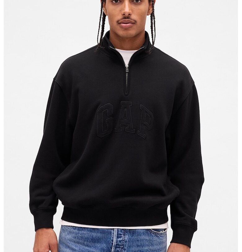 Суитшърт с къс цип - Черен GAP