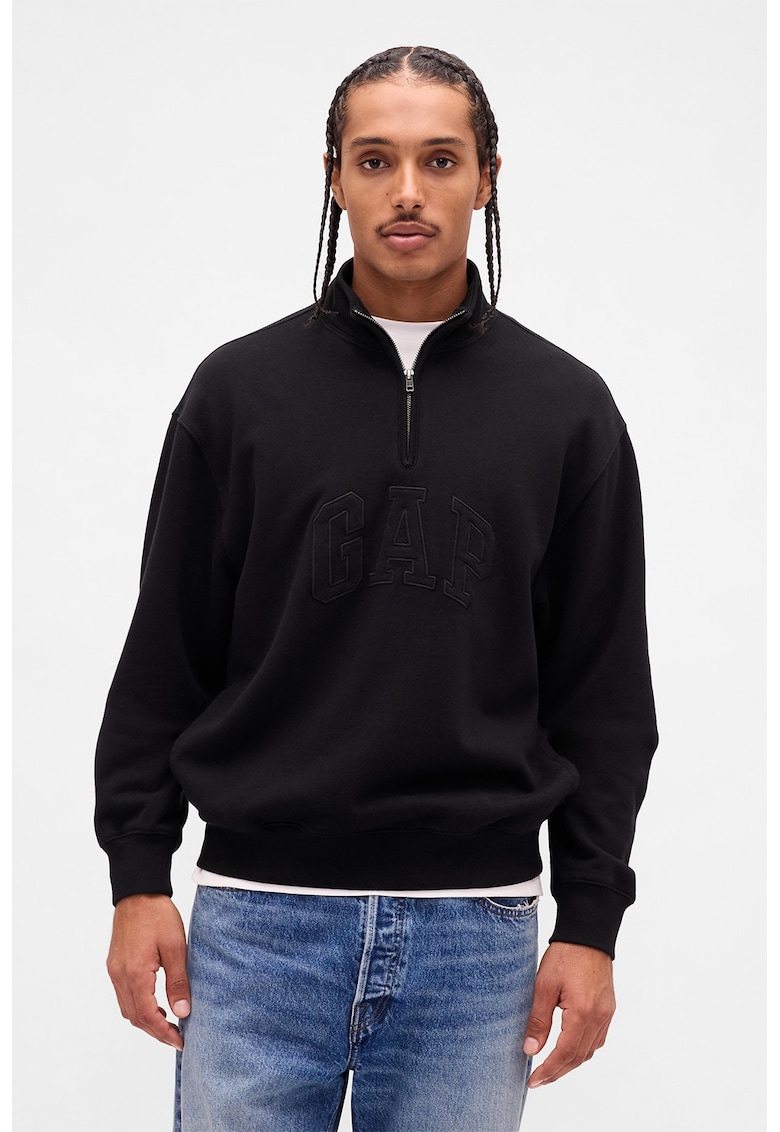 Суитшърт с къс цип - Черен GAP