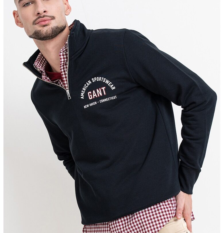 Суитшърт с къс цип - Черен/Избеляло черно Gant