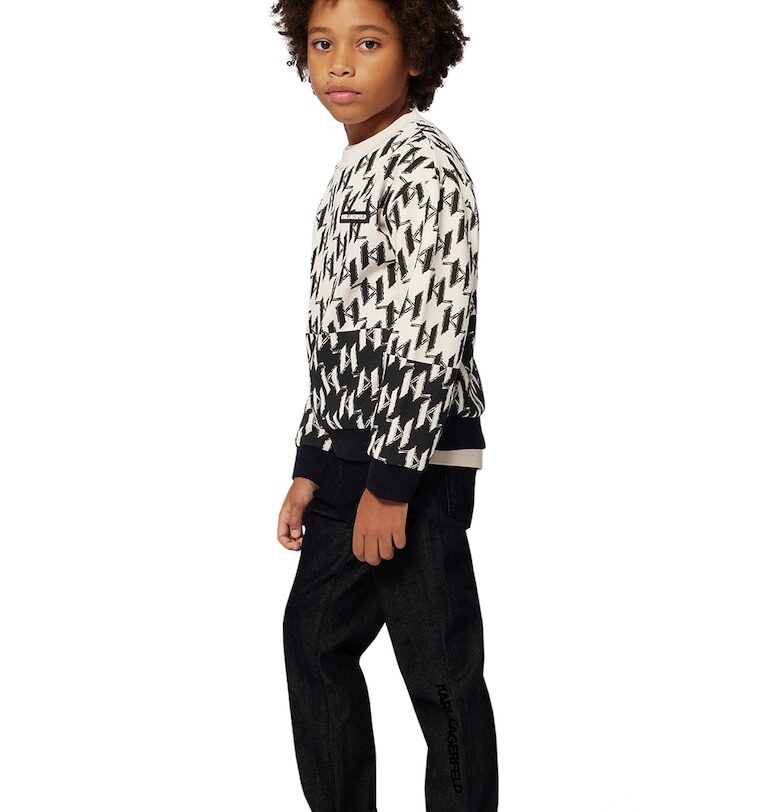 Суитшърт с лого - Слонова кост/Черен KARL LAGERFELD KIDS