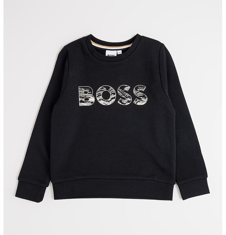 Суитшърт с лого - Черен/Бежов BOSS Kidswear