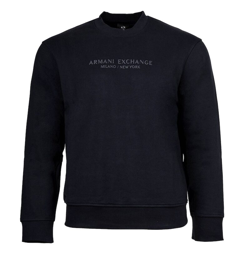 Суитшърт с лого и овално деколте - Тъмносин ARMANI EXCHANGE