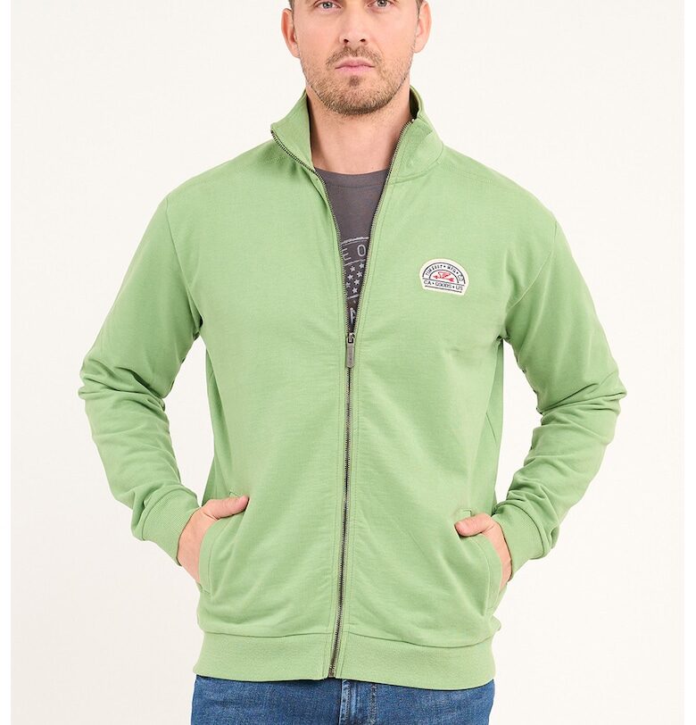 Суитшърт с миди яка и цип - Лайм зелено Timeout