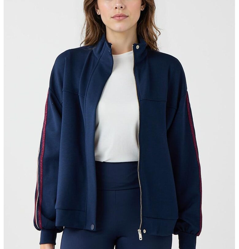 Суитшърт с модал и цип - Бял/Тъмночервен/Тъмносин JIMMY KEY