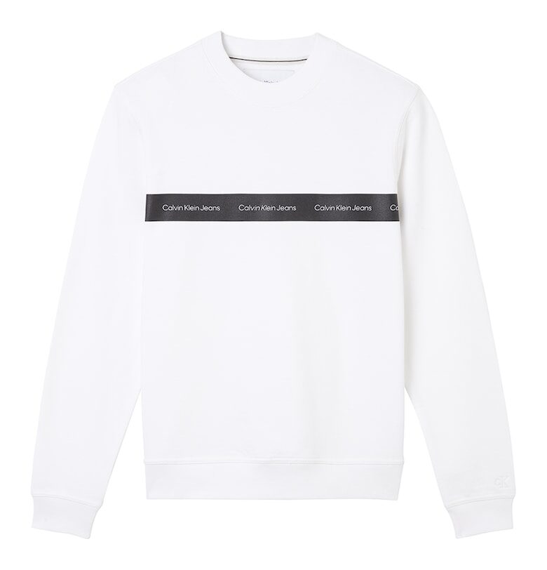 Суитшърт с овално деколте и лого - Бял/Избеляло черно CALVIN KLEIN JEANS