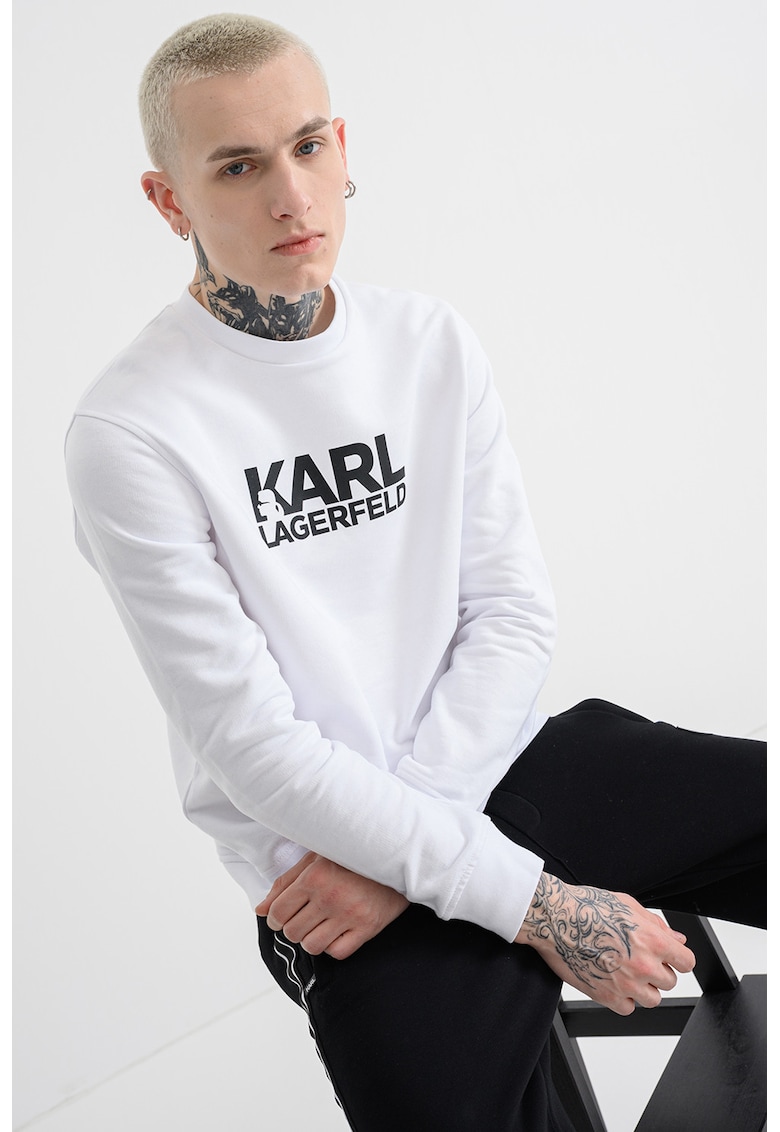 Суитшърт с овално деколте и лого - Бял/Черен Karl Lagerfeld