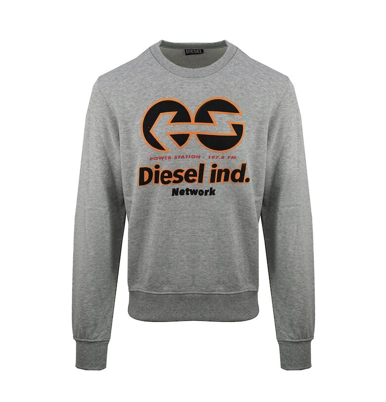 Суитшърт с овално деколте и лого - Сив Diesel