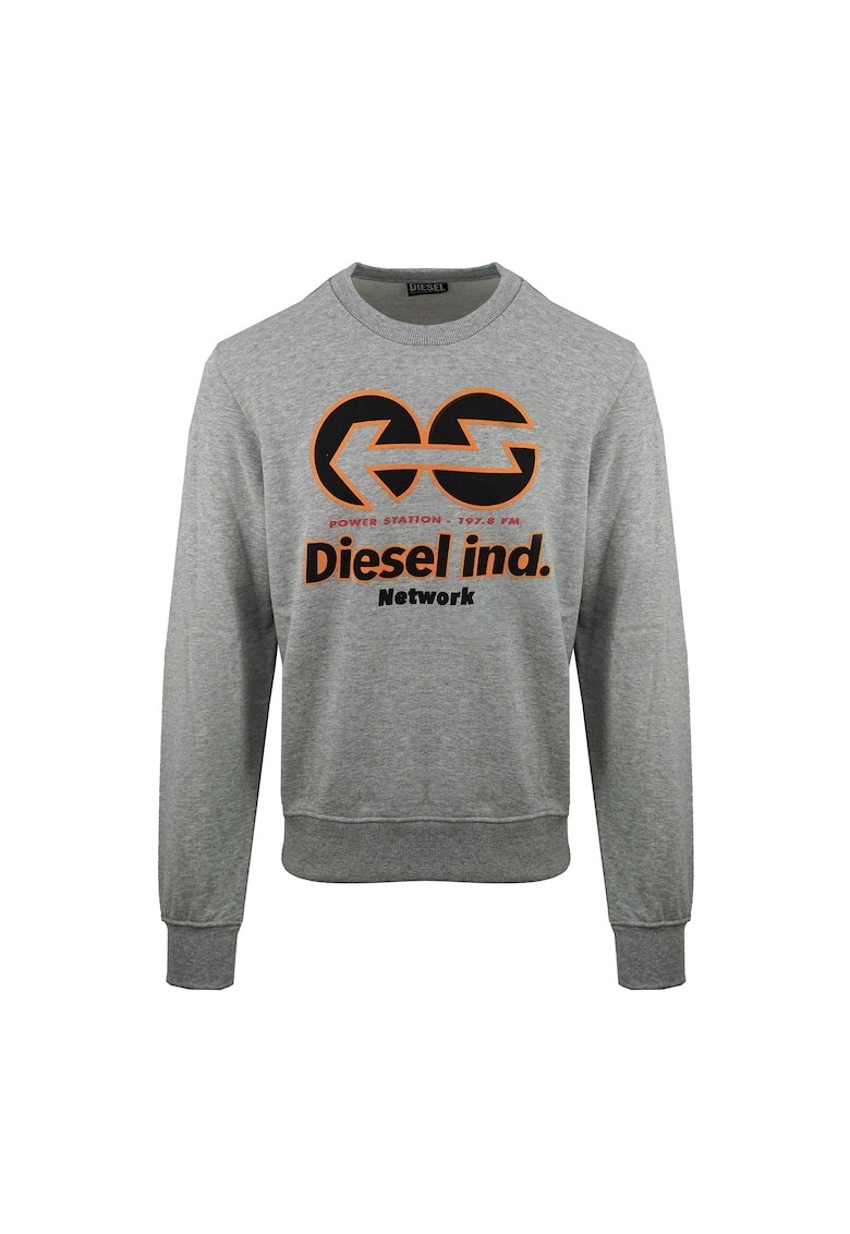 Суитшърт с овално деколте и лого - Сив Diesel