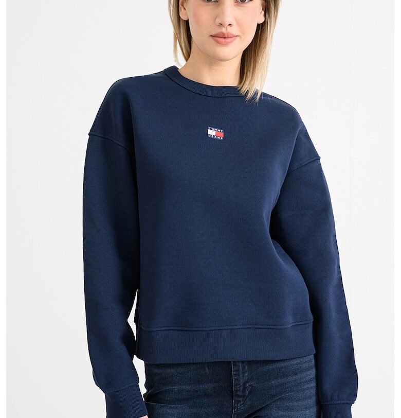 Суитшърт с овално деколте и лого - Тъмносин Tommy Jeans