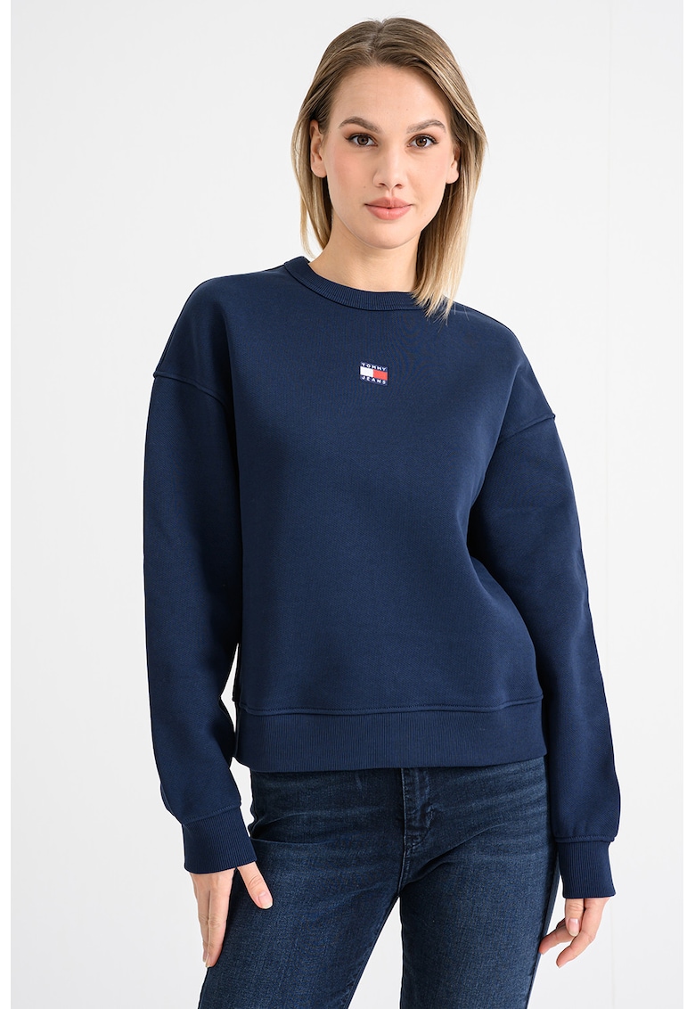 Суитшърт с овално деколте и лого - Тъмносин Tommy Jeans