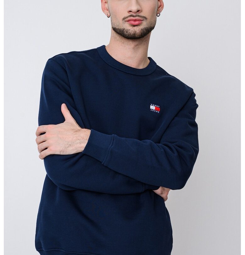 Суитшърт с овално деколте и лого - Тъмносин Tommy Jeans