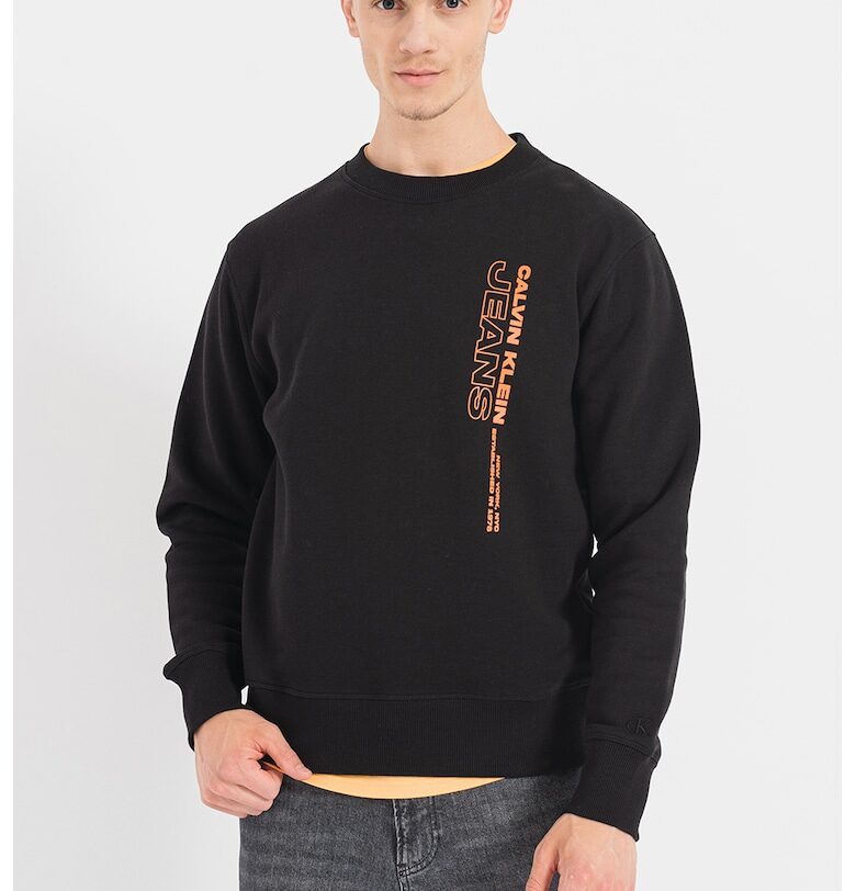 Суитшърт с овално деколте и лого - Черен CALVIN KLEIN JEANS