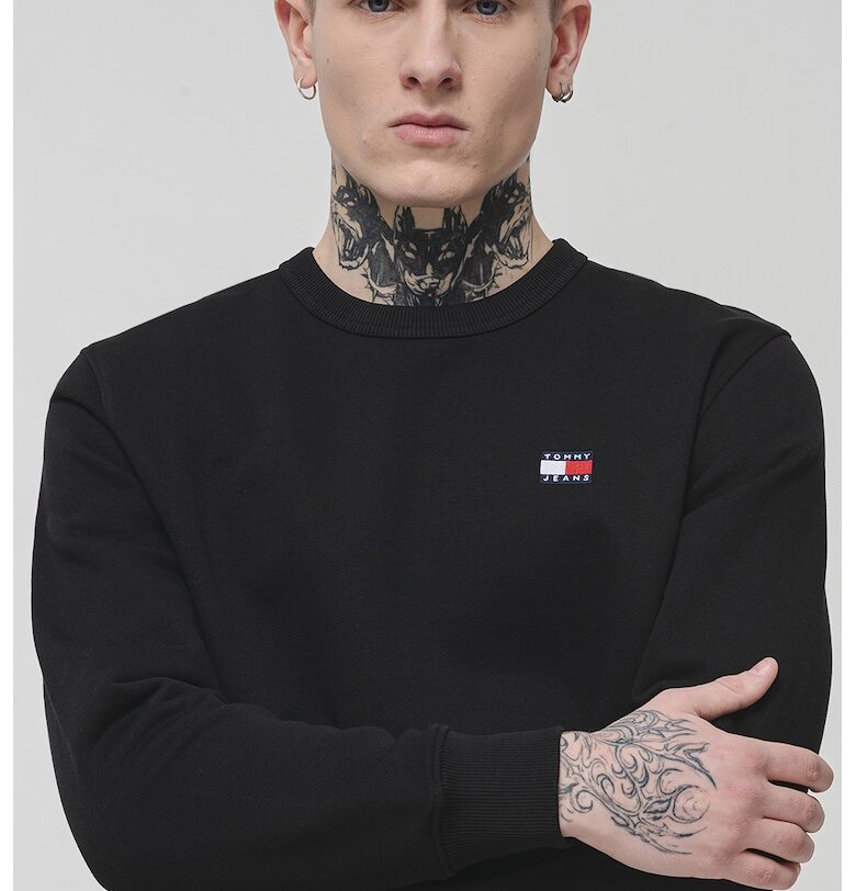 Суитшърт с овално деколте и лого - Черен Tommy Jeans