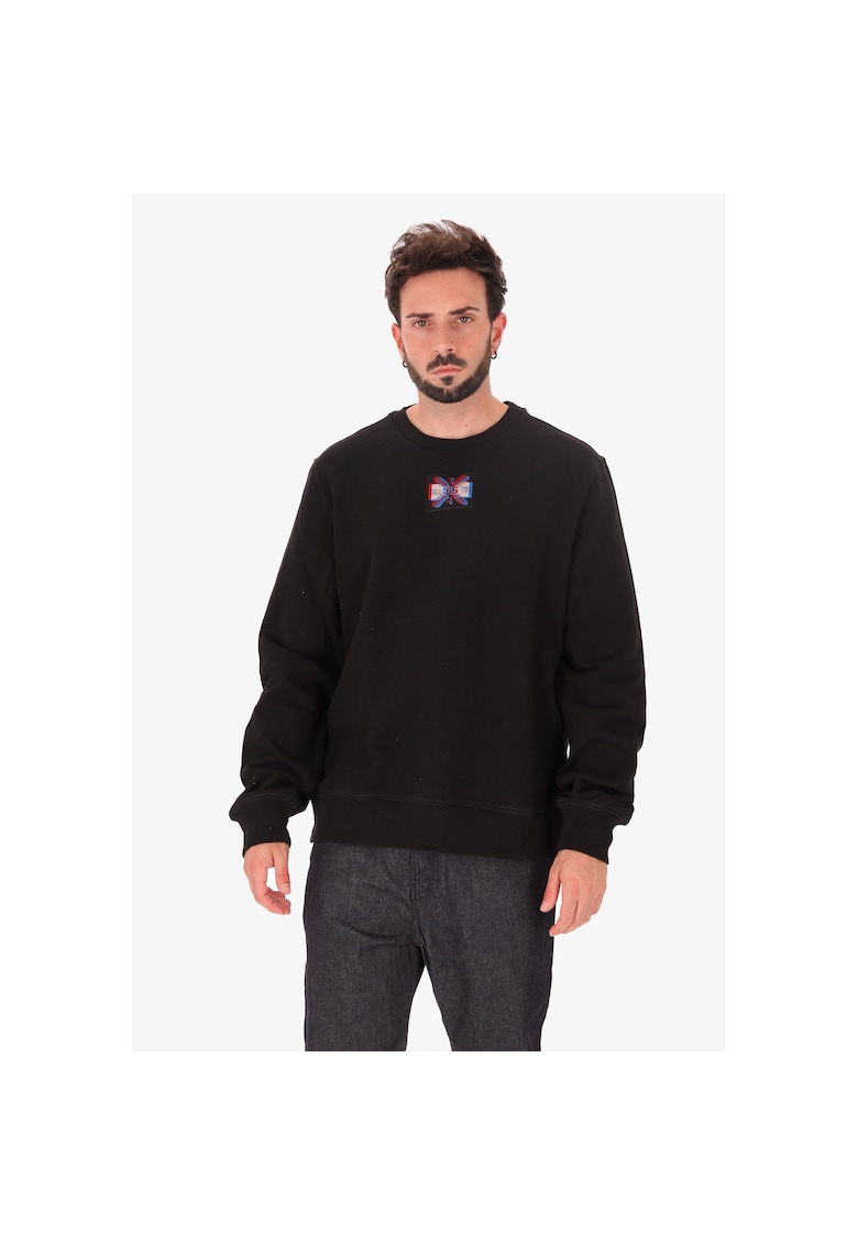 Суитшърт с овално деколте и монограм - Черен Diesel