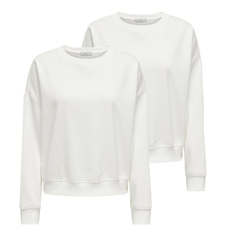 Суитшърт с овално деколте и паднали ръкави - 2 броя - Бял Only