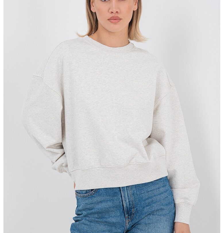 Суитшърт с овално деколте и паднали ръкави - Сив меланж CALVIN KLEIN