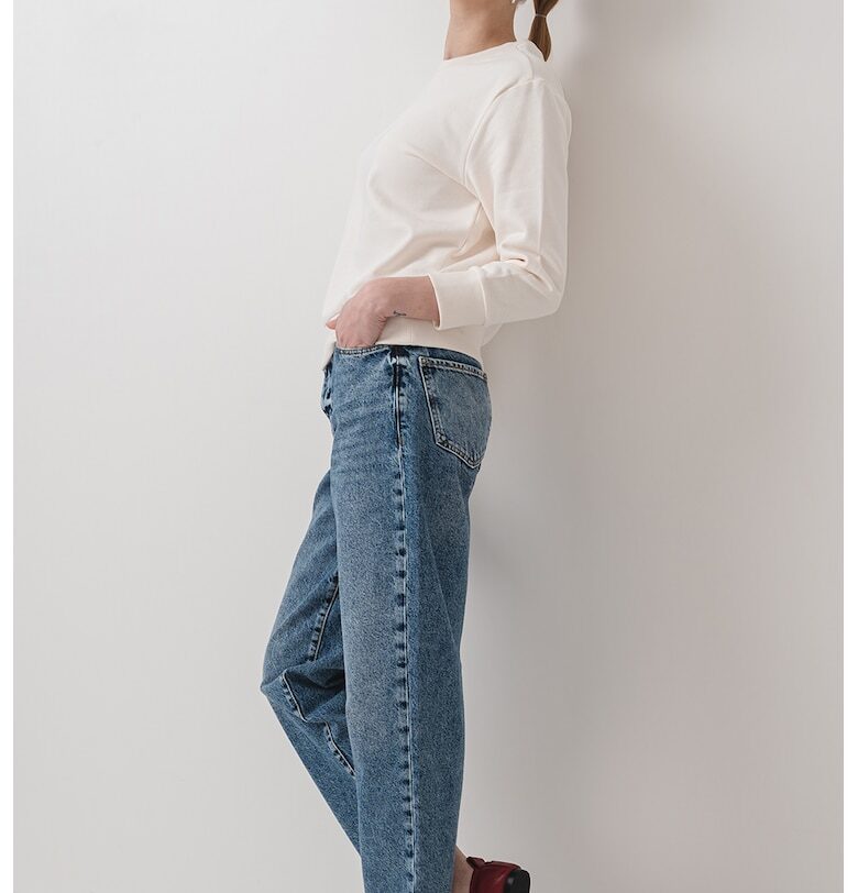 Суитшърт с овално деколте и паднали ръкави - Слонова кост ARMANI EXCHANGE