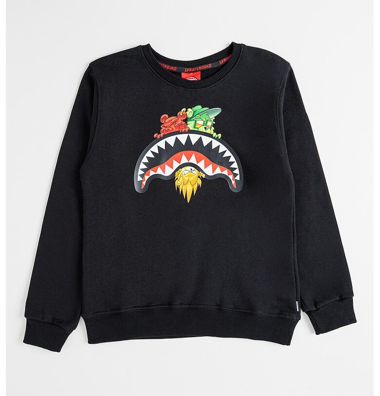 Суитшърт с овално деколте и принт - Черен Sprayground