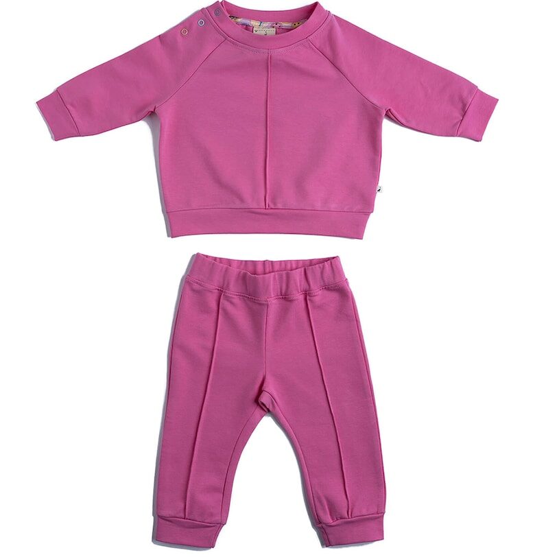 Суитшърт с овално деколте и спортен панталон - Розово Naeve