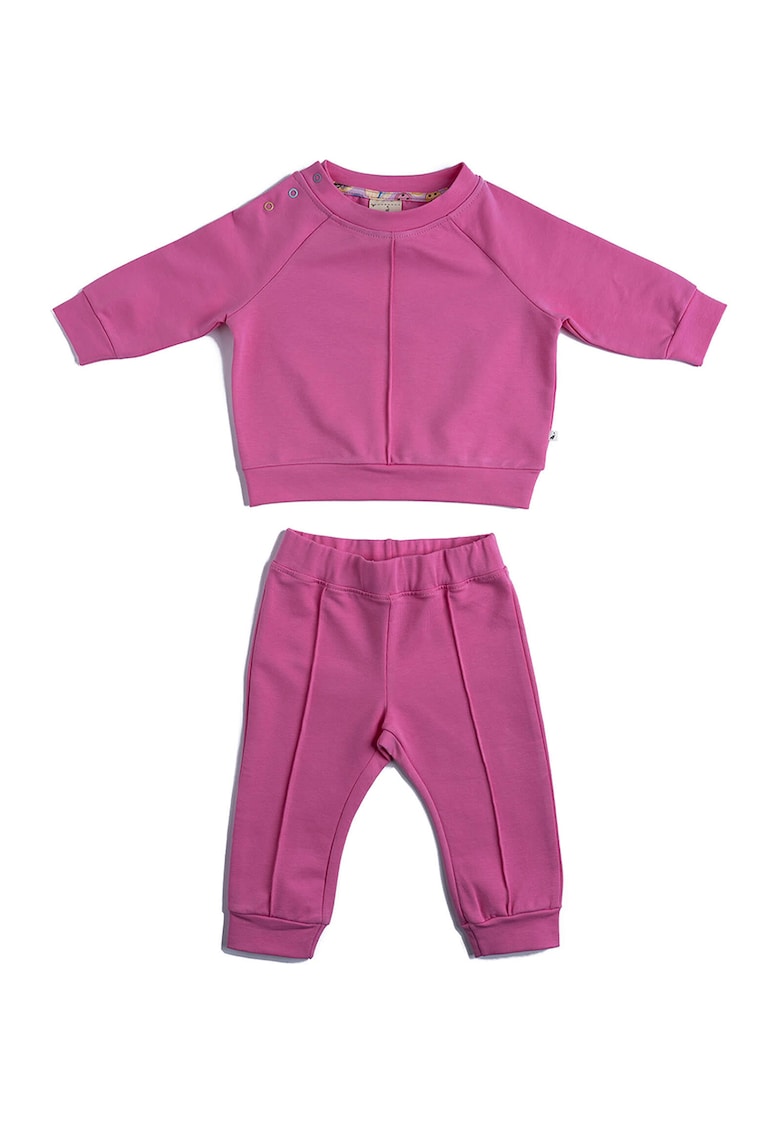 Суитшърт с овално деколте и спортен панталон - Розово Naeve