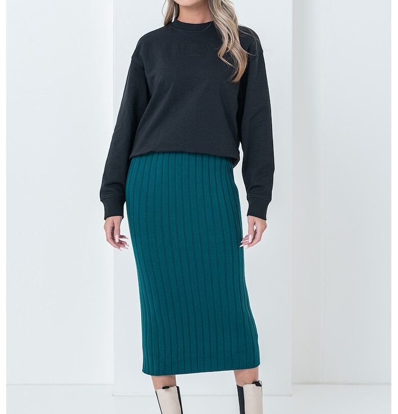 Суитшърт с овално деколте с монограм - Черен CALVIN KLEIN