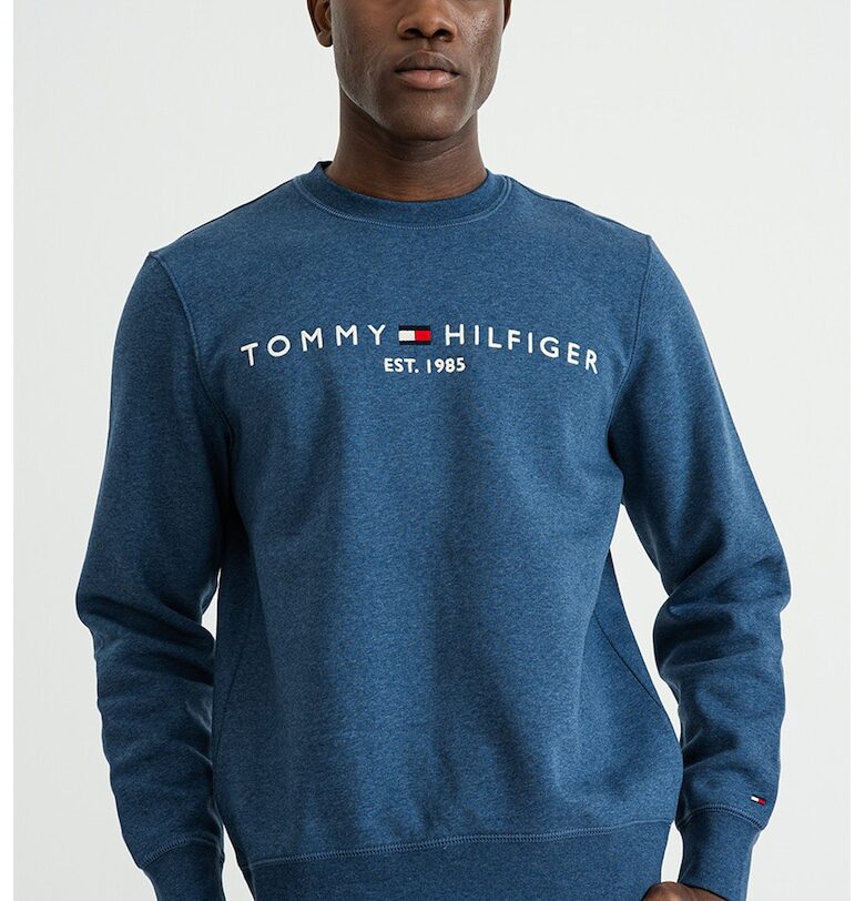 Суитшърт с органичен памук и лого - Тъмносин Tommy Hilfiger