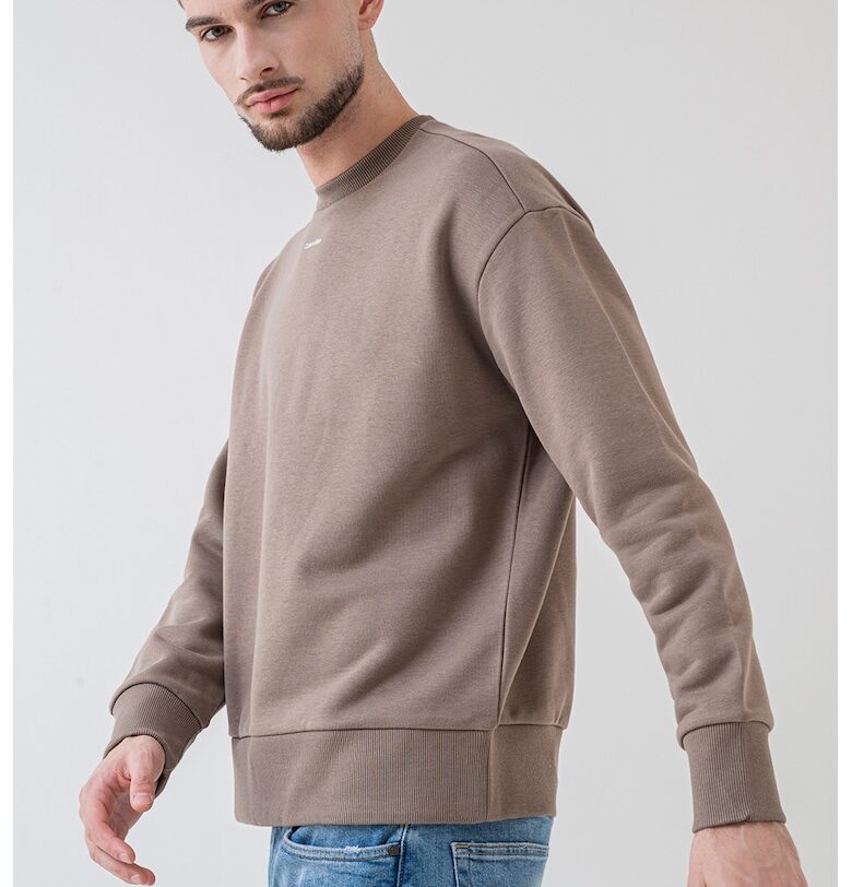 Суитшърт с органичен памук и модал - Сиво-кафяв CALVIN KLEIN