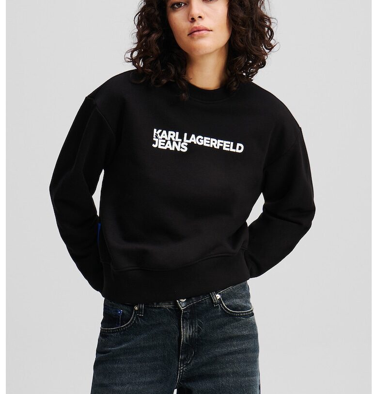 Суитшърт с органичен памук с овално деколте - Черен KARL LAGERFELD JEANS