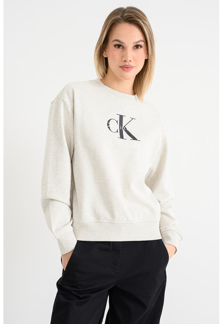 Суитшърт с паднали ръкави и лого - Черен/Сив меланж CALVIN KLEIN JEANS