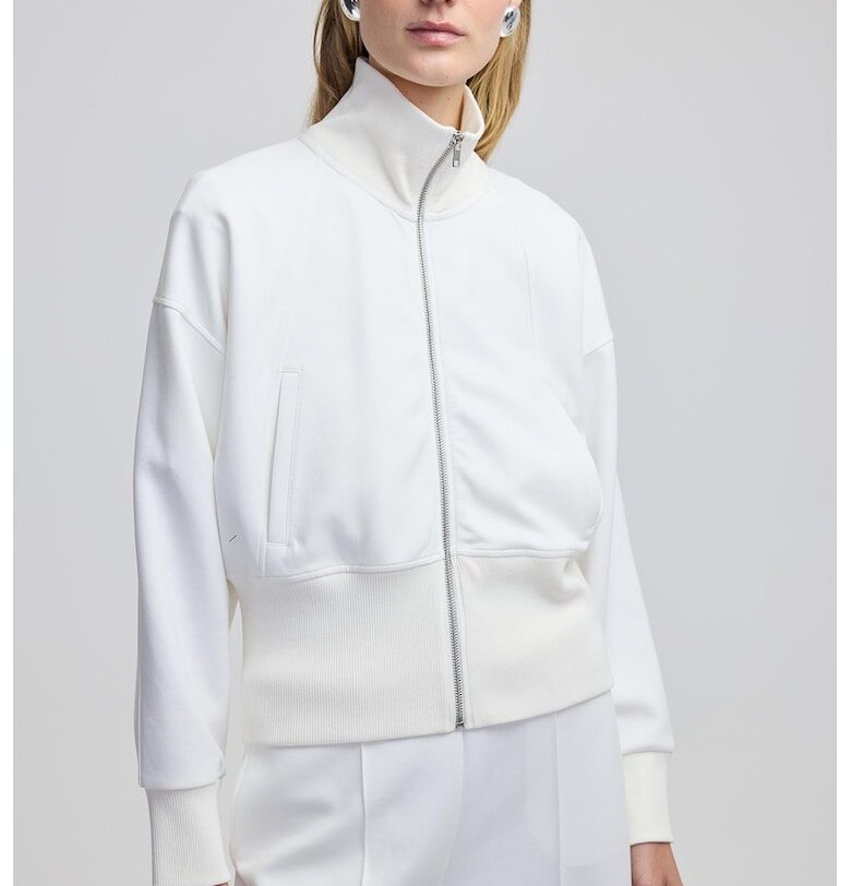 Суитшърт с паднали ръкави и цип - Бял Ipekyol