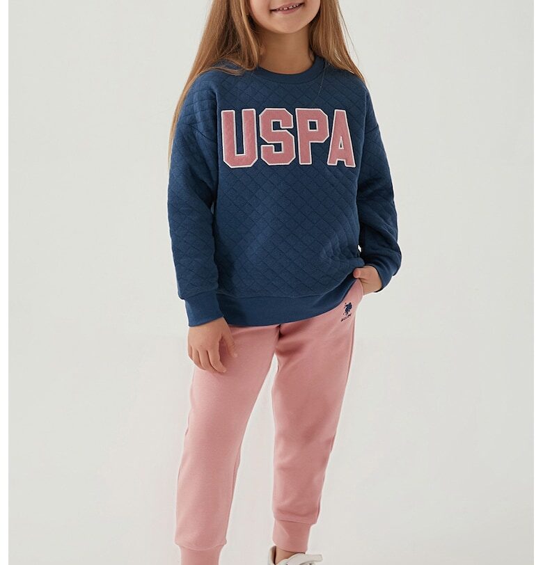 Суитшърт с памук и спортен панталон - Прашно розово/Тъмносин US Polo Assn