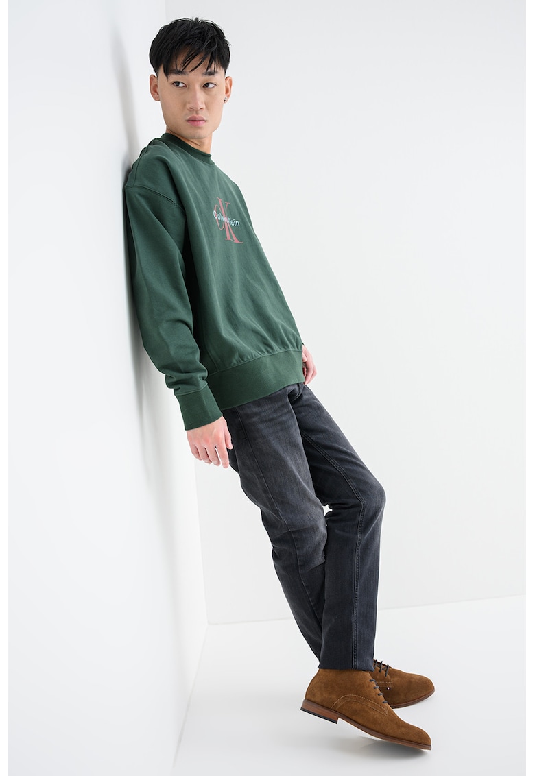 Суитшърт с памук с лого - Бордо/Тъмнозелен CALVIN KLEIN JEANS