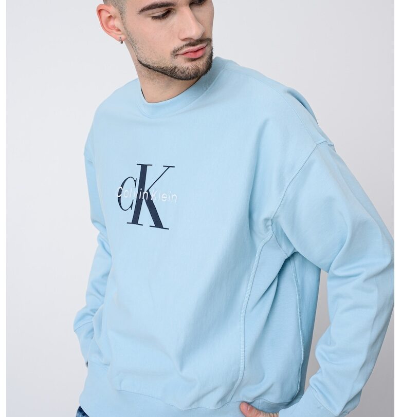 Суитшърт с памук с лого - Пастелносин CALVIN KLEIN JEANS