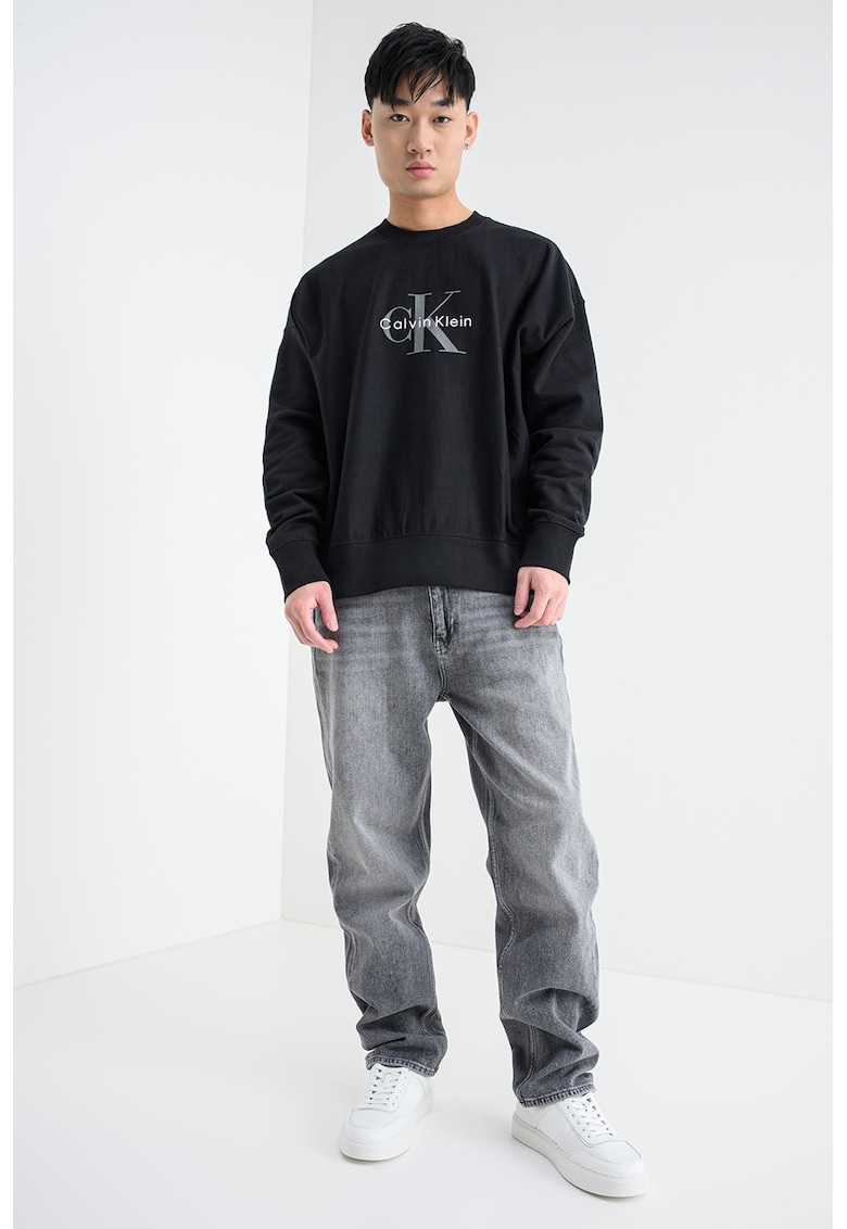 Суитшърт с памук с лого - Черен/Антрацитно сиво CALVIN KLEIN JEANS