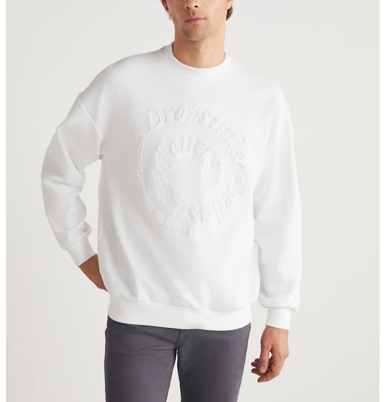 Суитшърт с памук с овално деколте - Бял GRIMELANGE