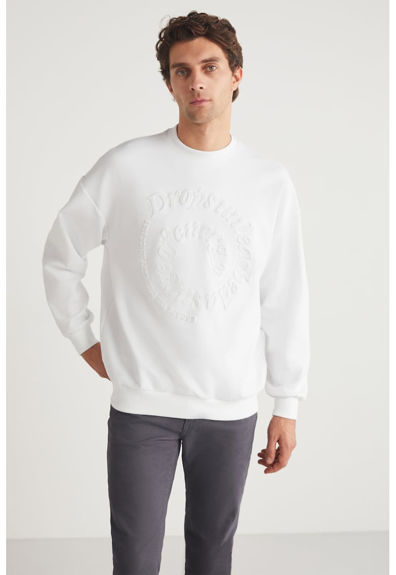 Суитшърт с памук с овално деколте - Бял GRIMELANGE