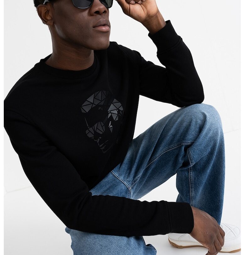 Суитшърт с памук с принт - Черен Karl Lagerfeld