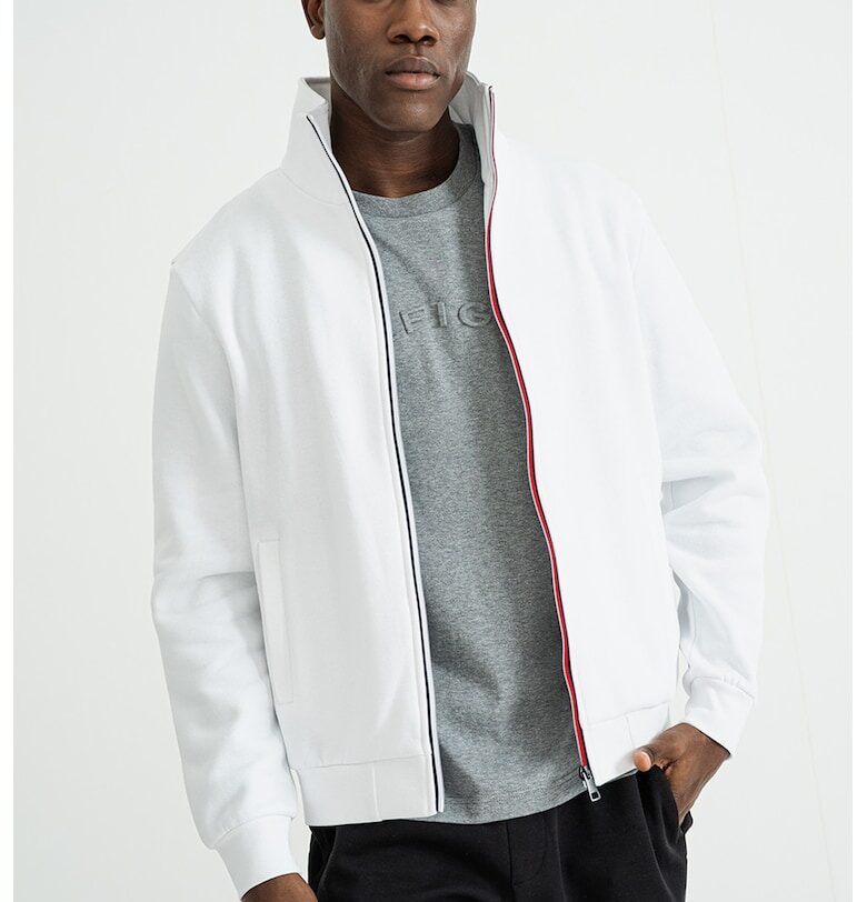 Суитшърт с памук с цип - Бял Tommy Hilfiger